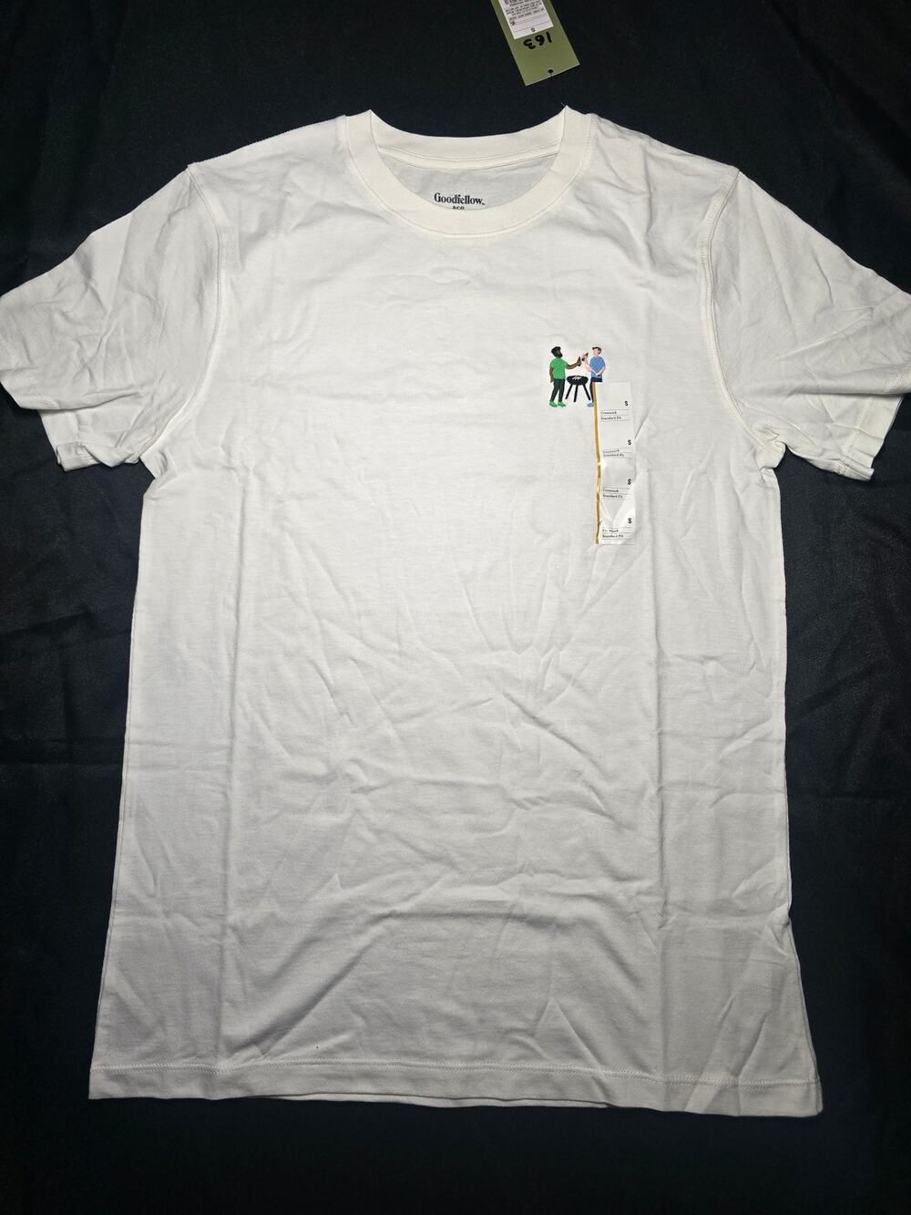 Goodfellow & Co Men's Graphic T-Shirt BBQ Cookout Embroidered White Cotton Tee